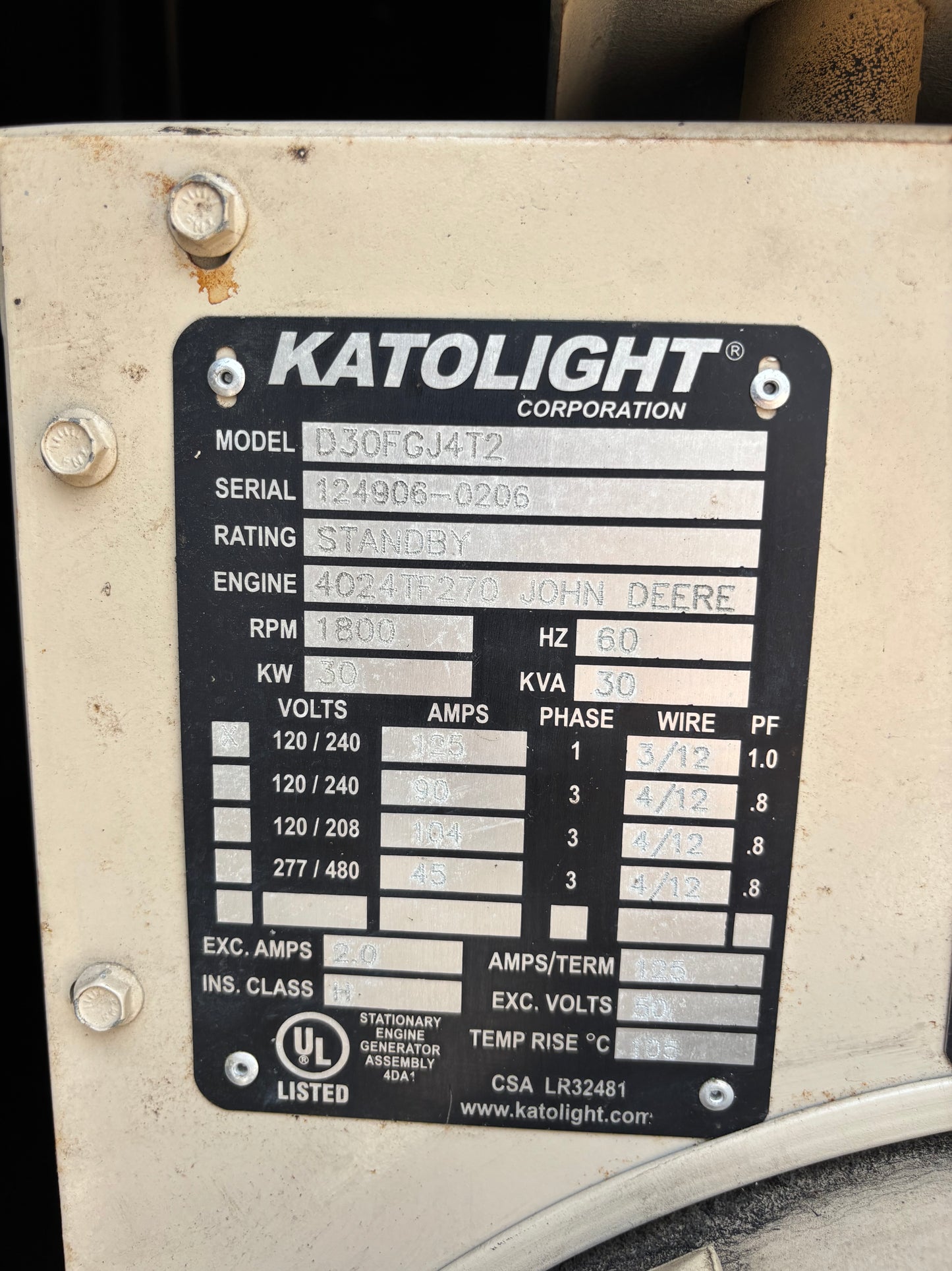 Katolight 30kw Diesel Generator