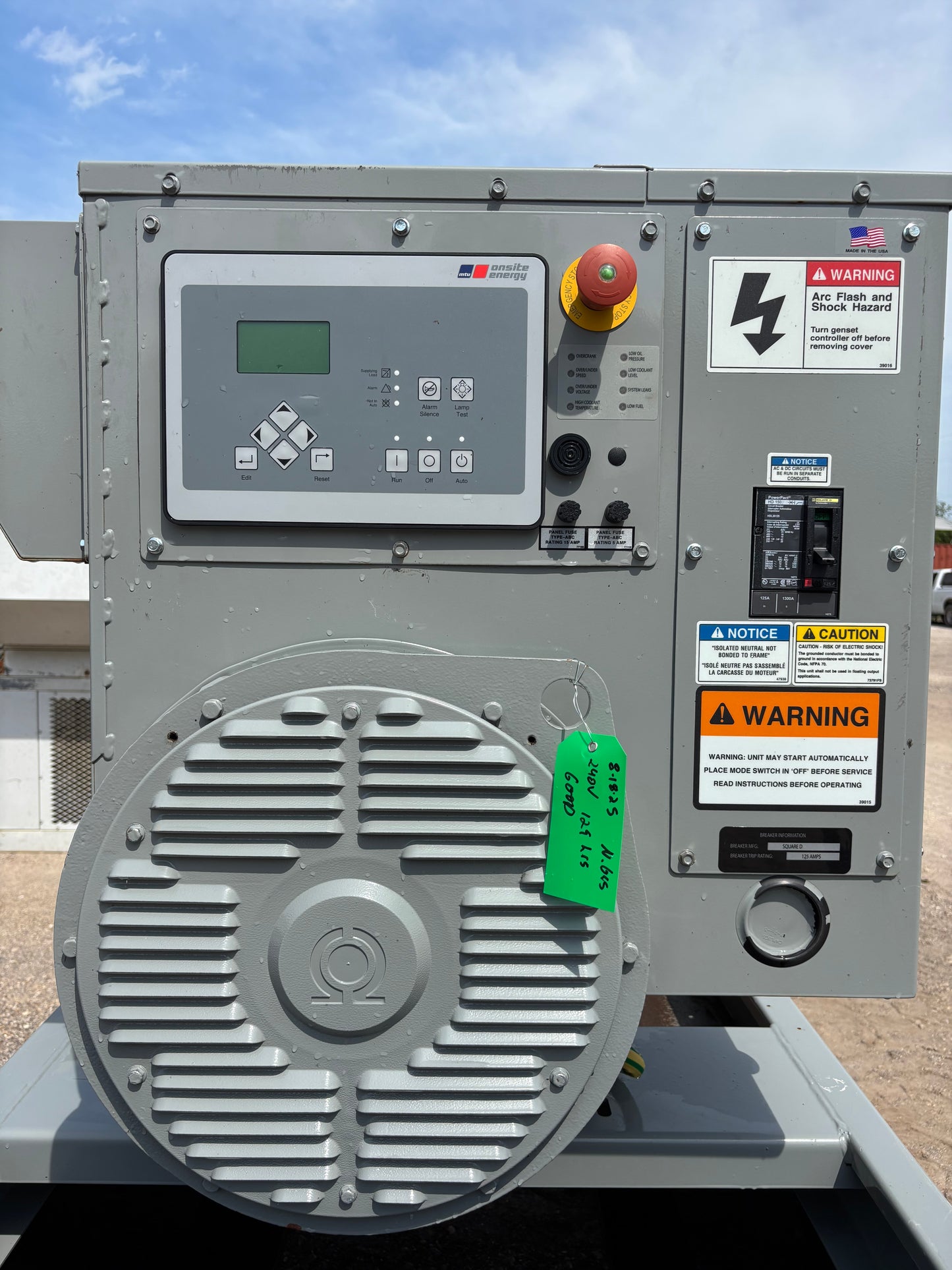 MTU Onsite 30kw Natural Gas Generator 129 Hours