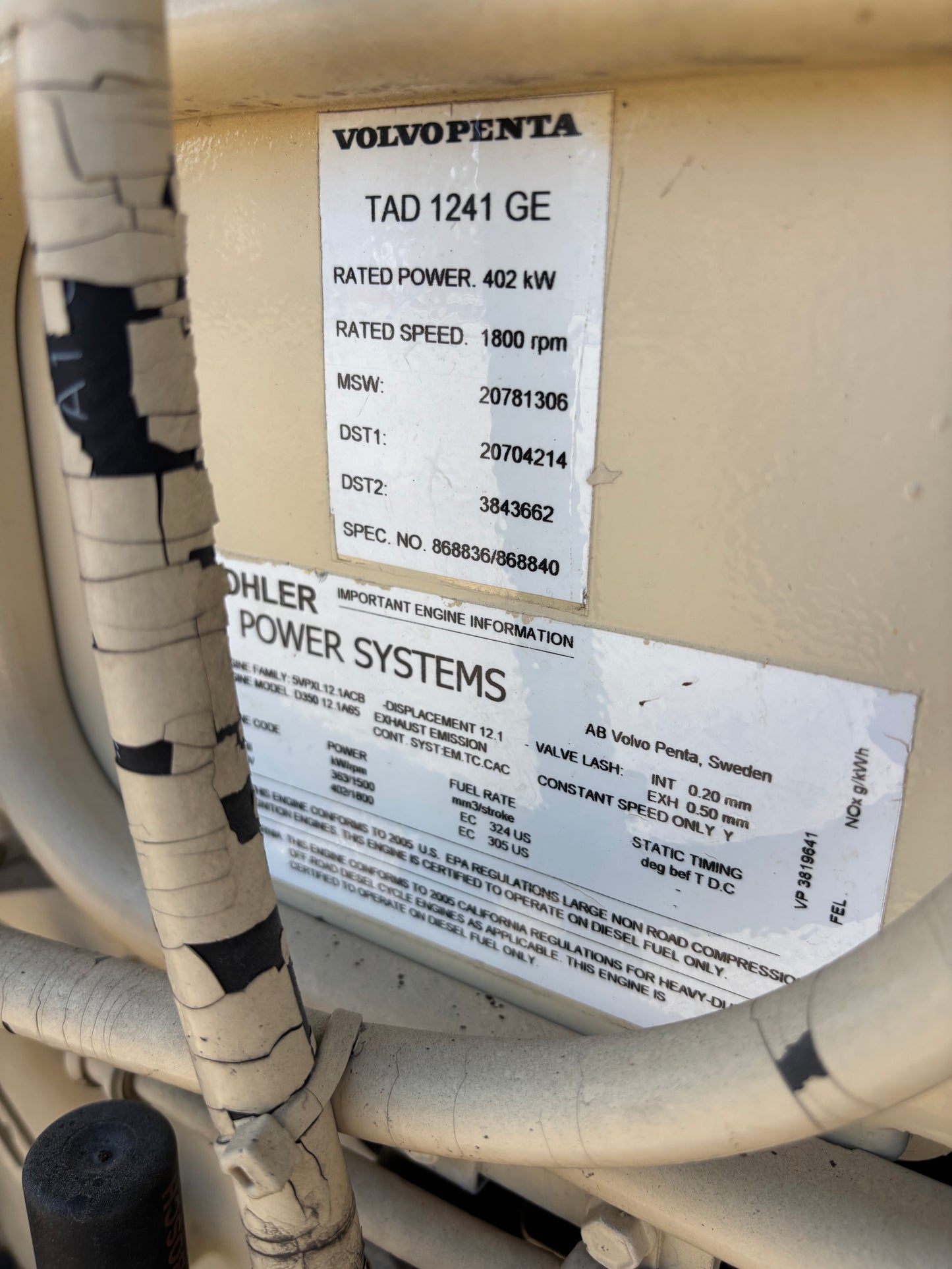 Volvo Penta Diesel 12.1L Diesel Engine 728 Hours