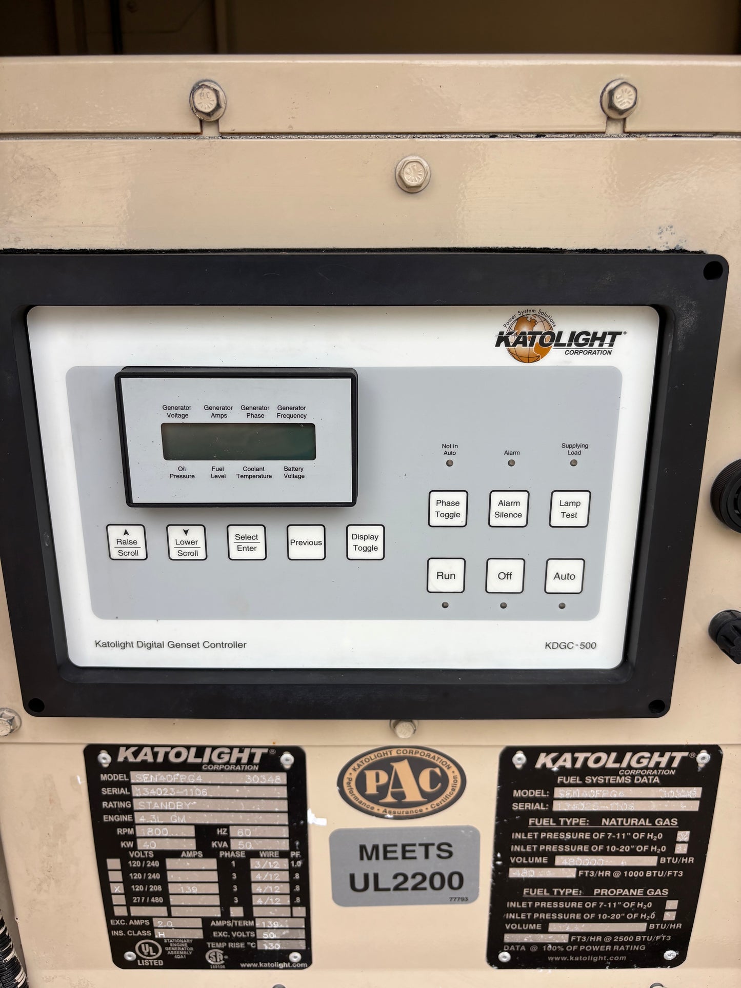 Katolight 40kw Natural Gas/Propane Generator 549 Hours