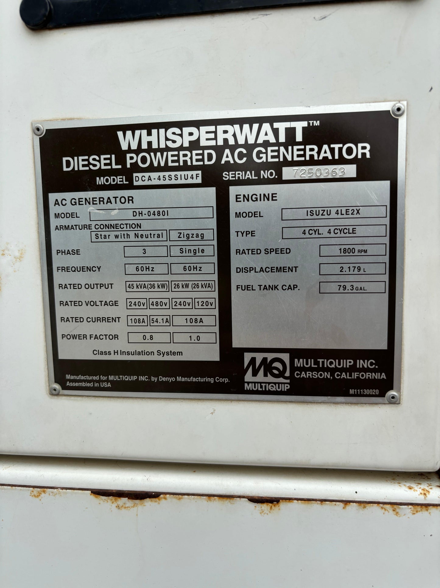 2014 MQ Power Multiquip 36kw 45kva Diesel Generator - All-Red Services LLC