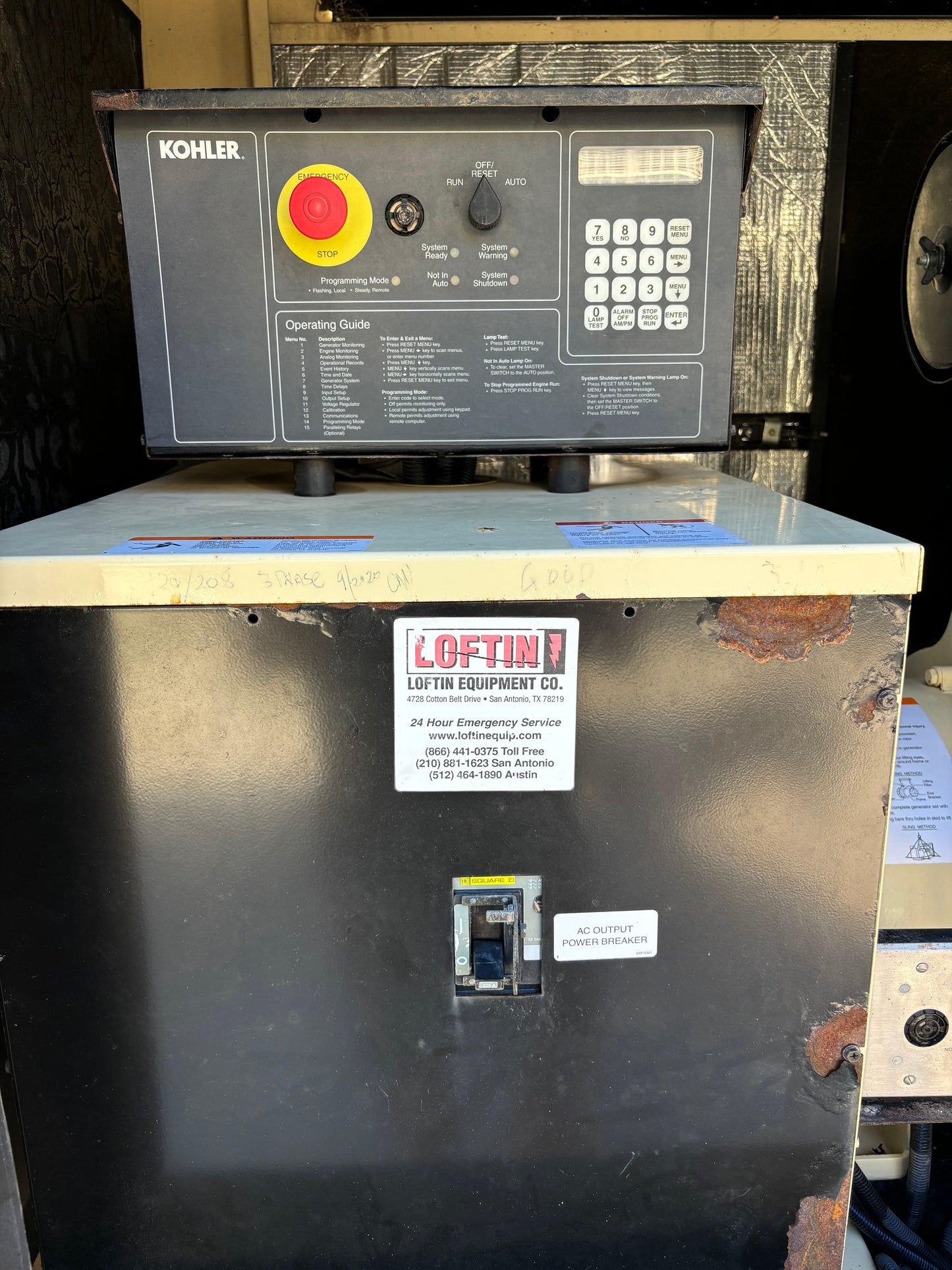 Kohler 62kw 78kva Diesel Generator John Deere 1,623 hours - All-Red Services LLC