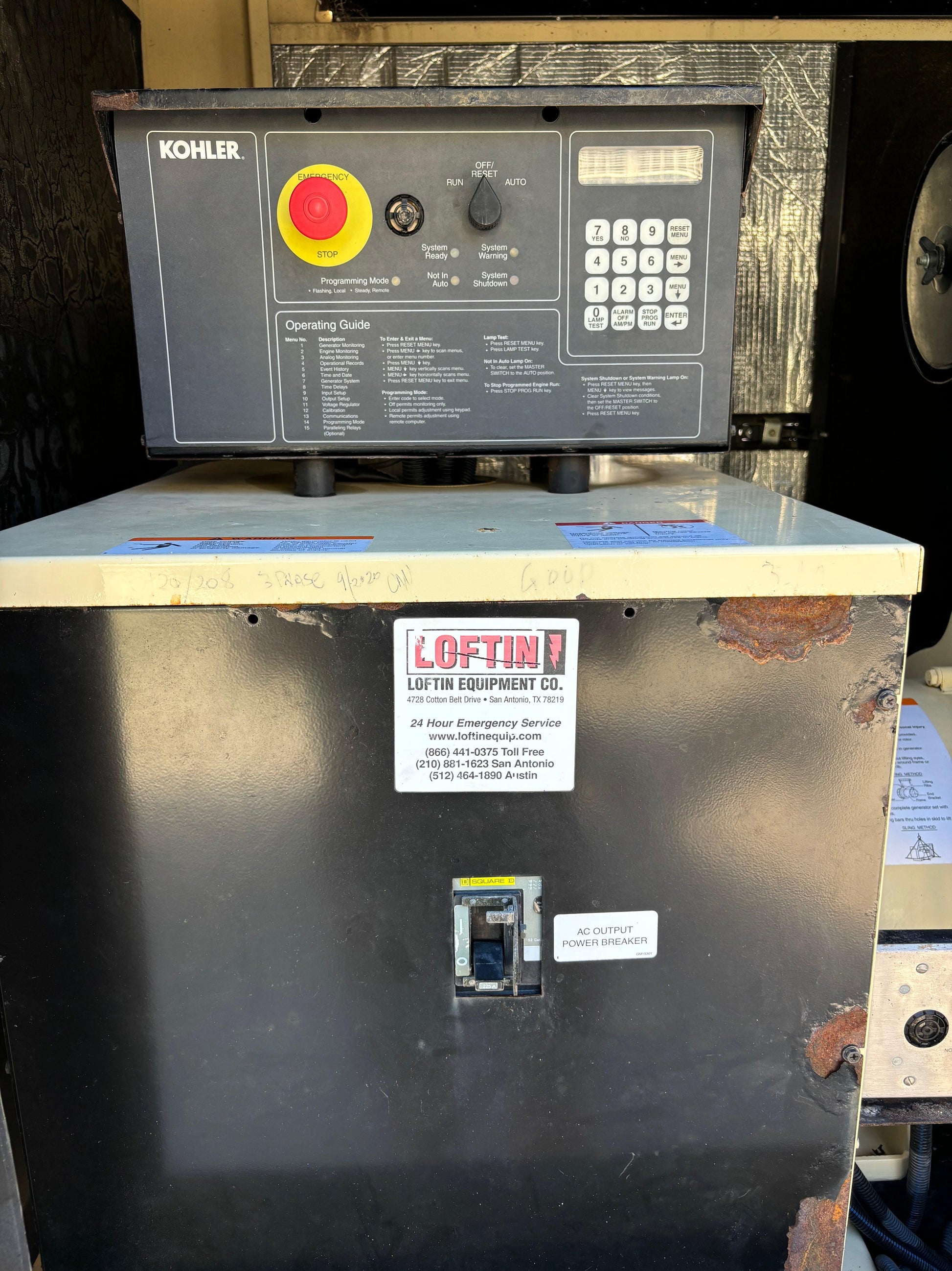Kohler 62kw 78kva Diesel Generator John Deere 1,623 hours - All-Red Services LLC