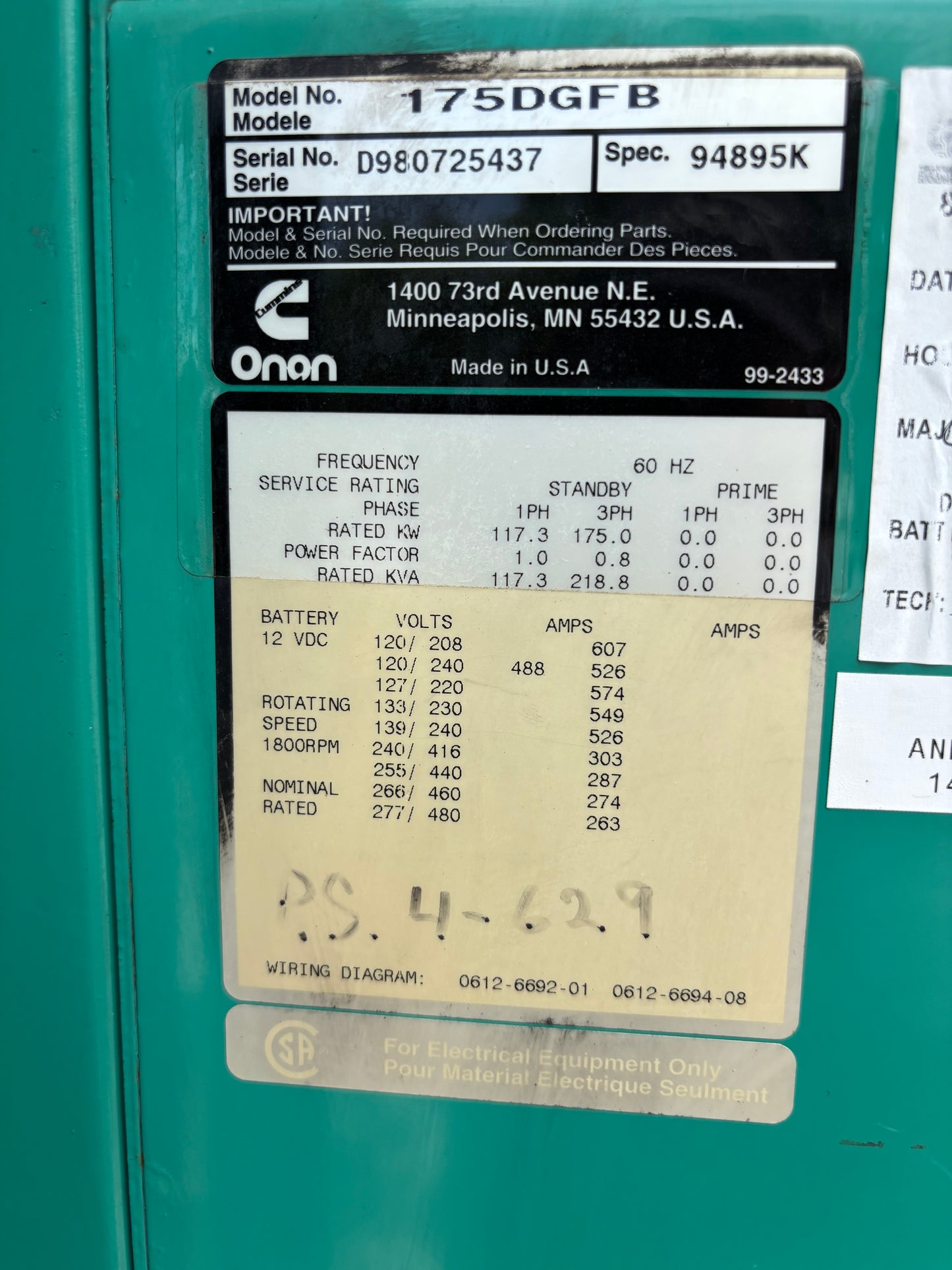 Cummins 175kw 220Kva Diesel Generator