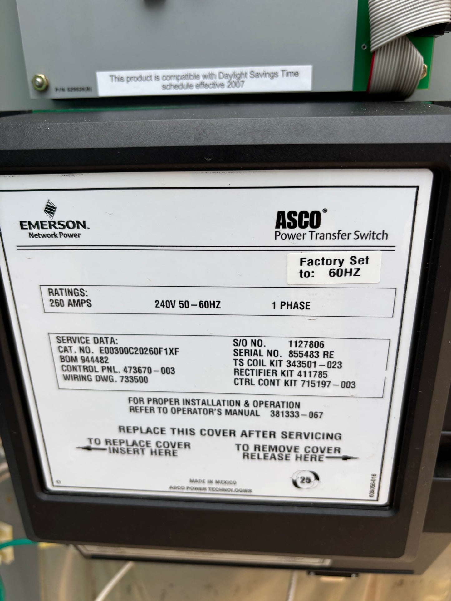 ASCO 260 AMP Automatic Transfer Switch