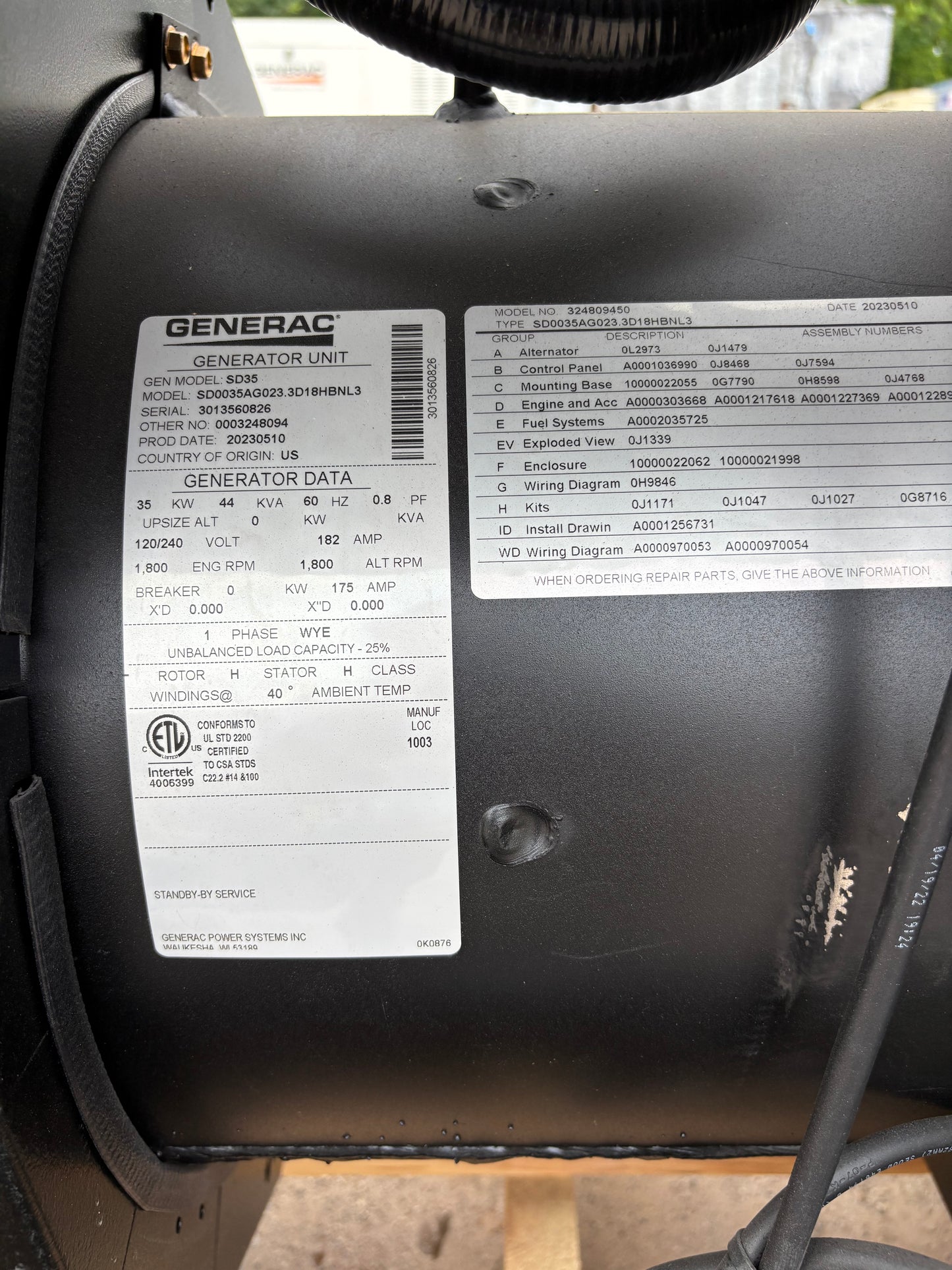 2023 Generac 35kw Diesel Generator New Surplus