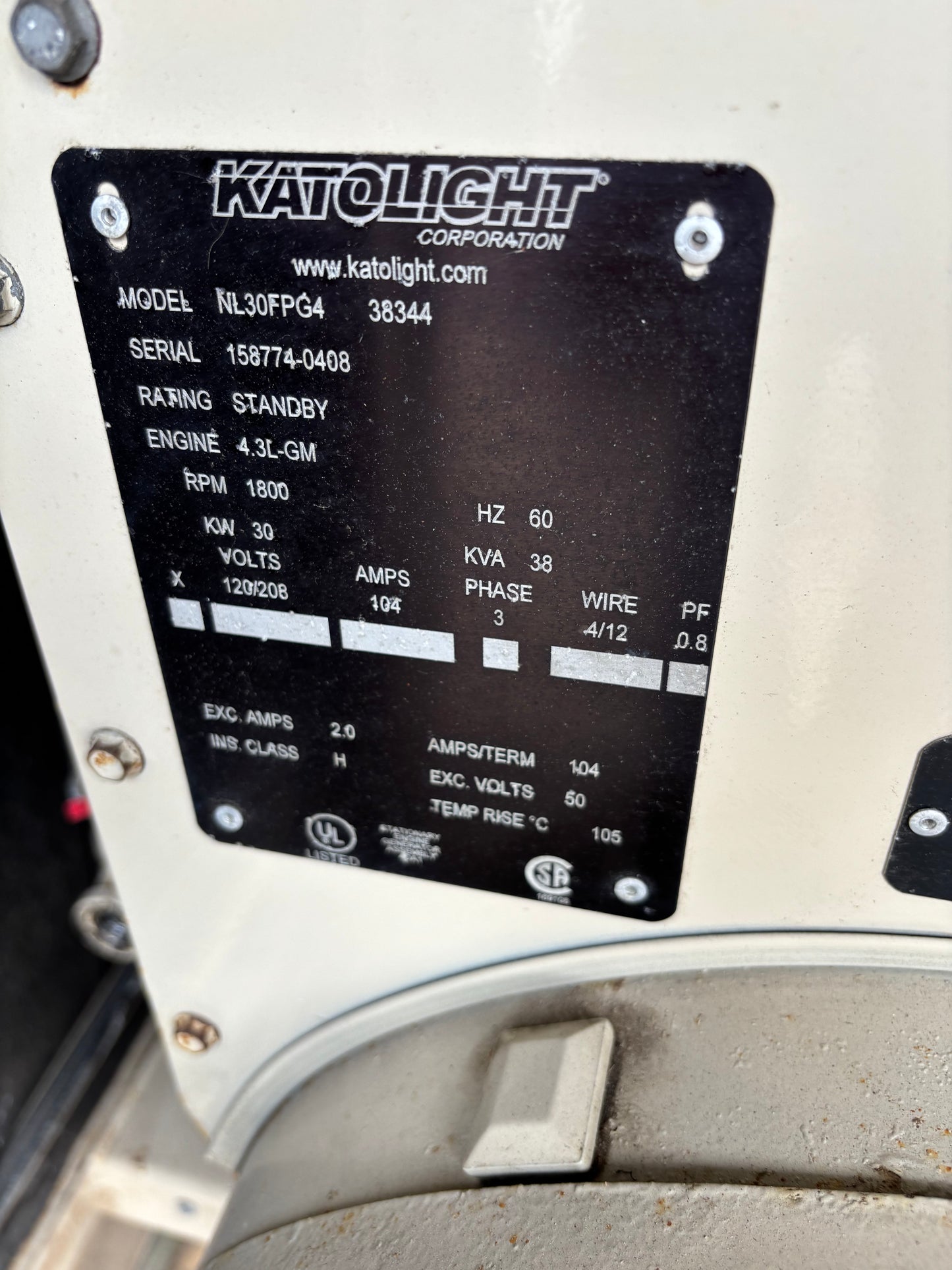 2008 Katolight 30kw Natural Gas Generator