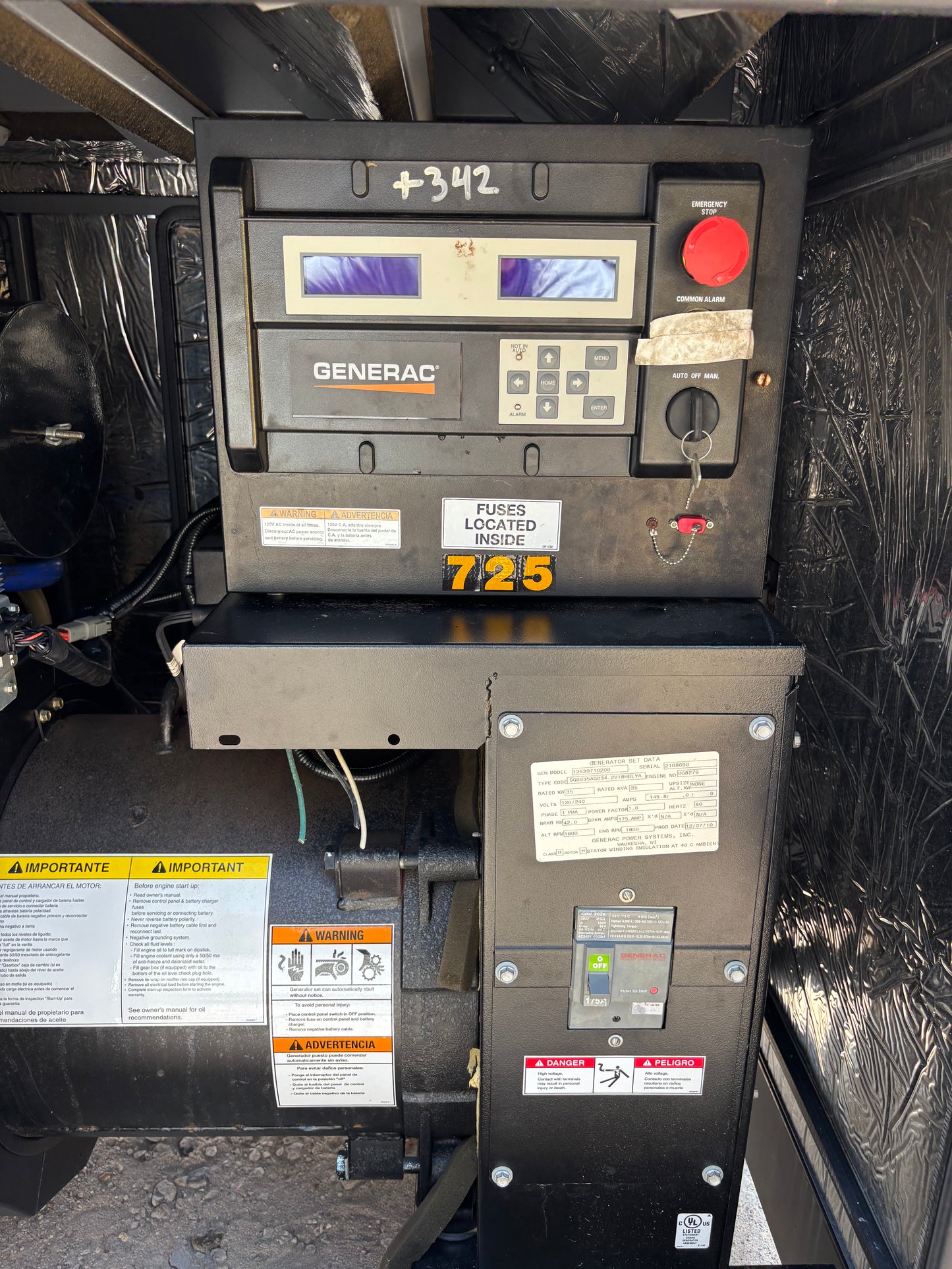 Generac 35kw Propane/Natural Gas Generator 347 Hours