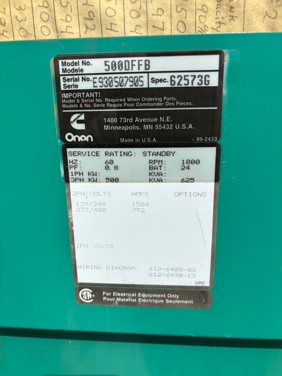 Cummins 500kw 625Kva Diesel Generator