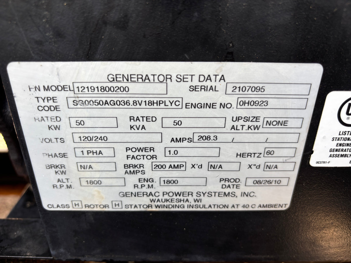 Generac 50kw Propane/Natural gas Generator