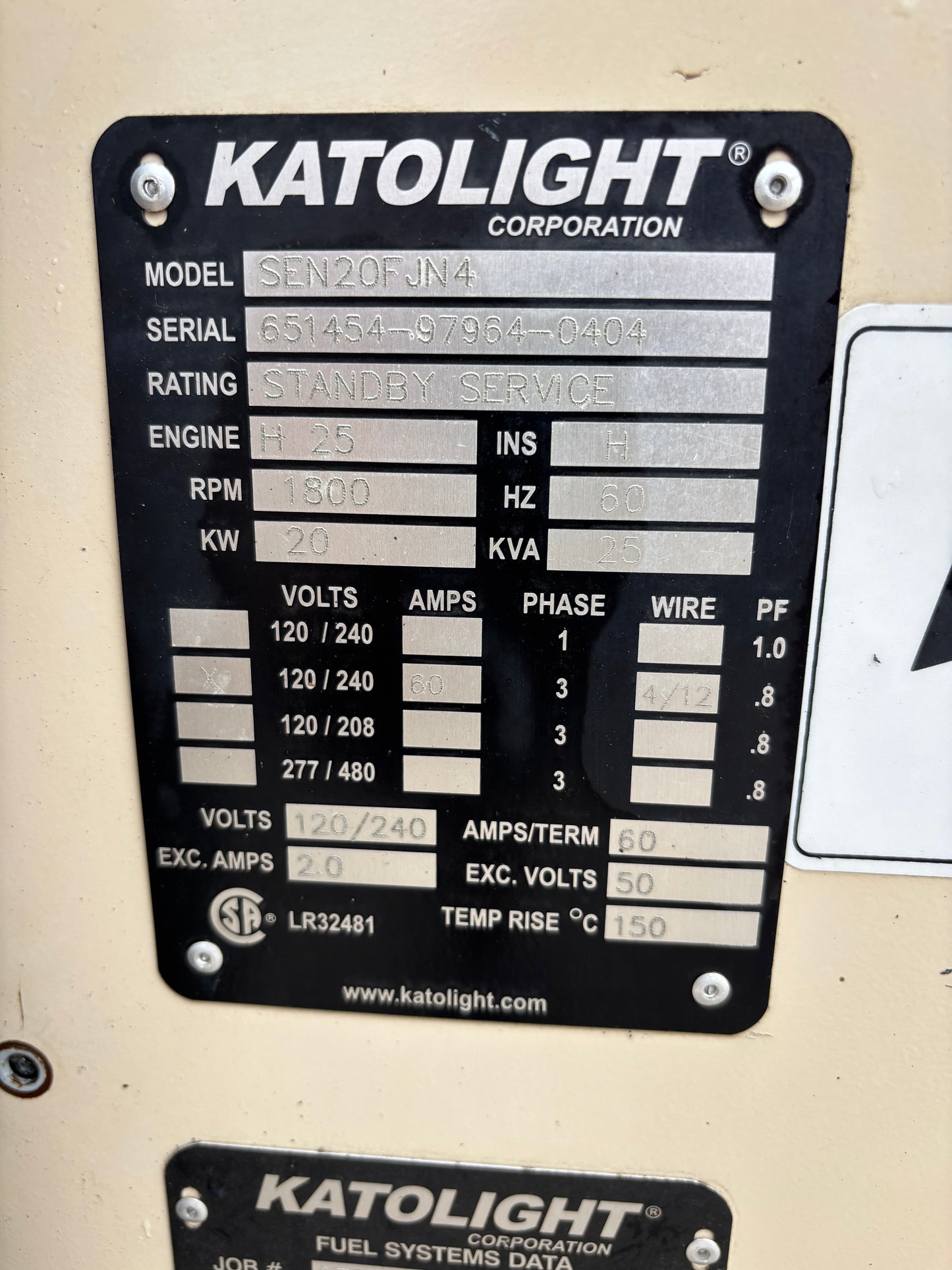Katolight 20kw Natural Gas/Propane Generator