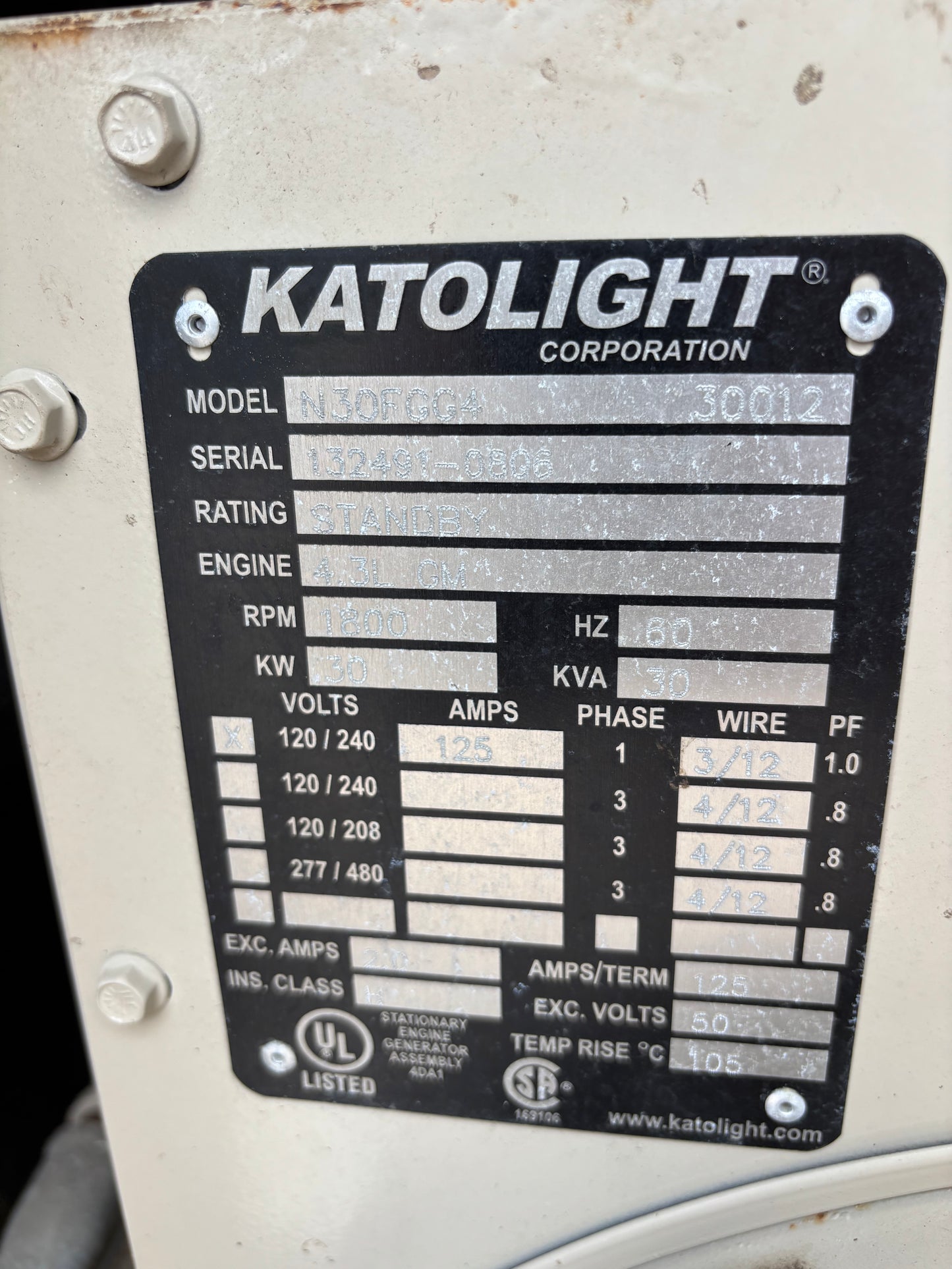 Katolight 30kw Natural Gas/Propane Generator