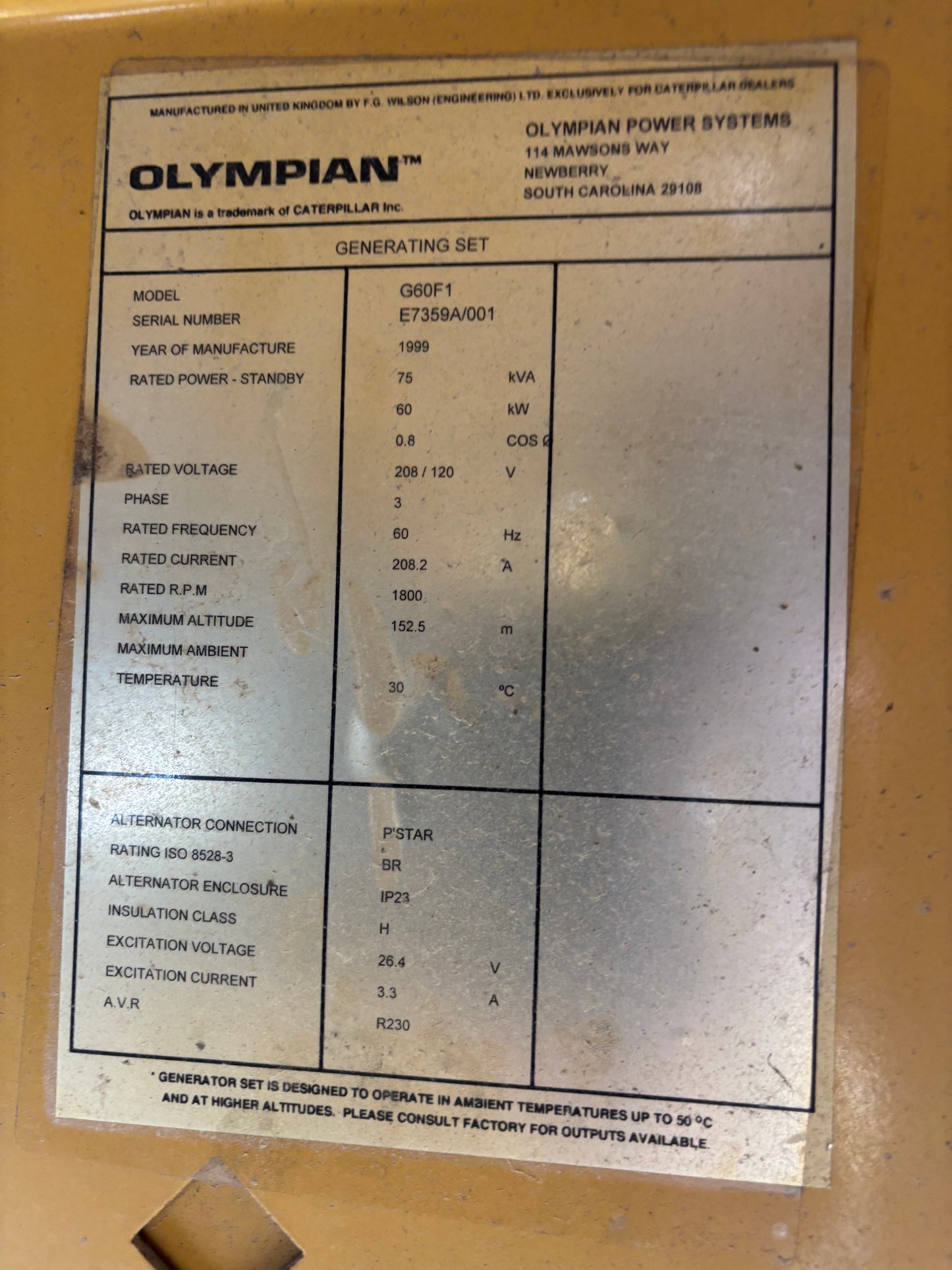 Olympian 60kw Natural Gas/Propane Generator
