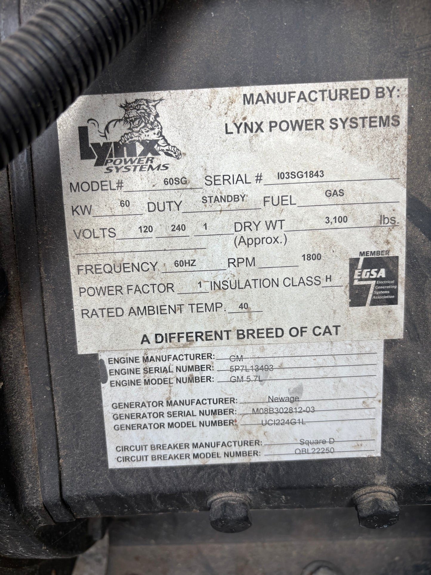 Lynx 60kw Natural Gas/Propane Generator