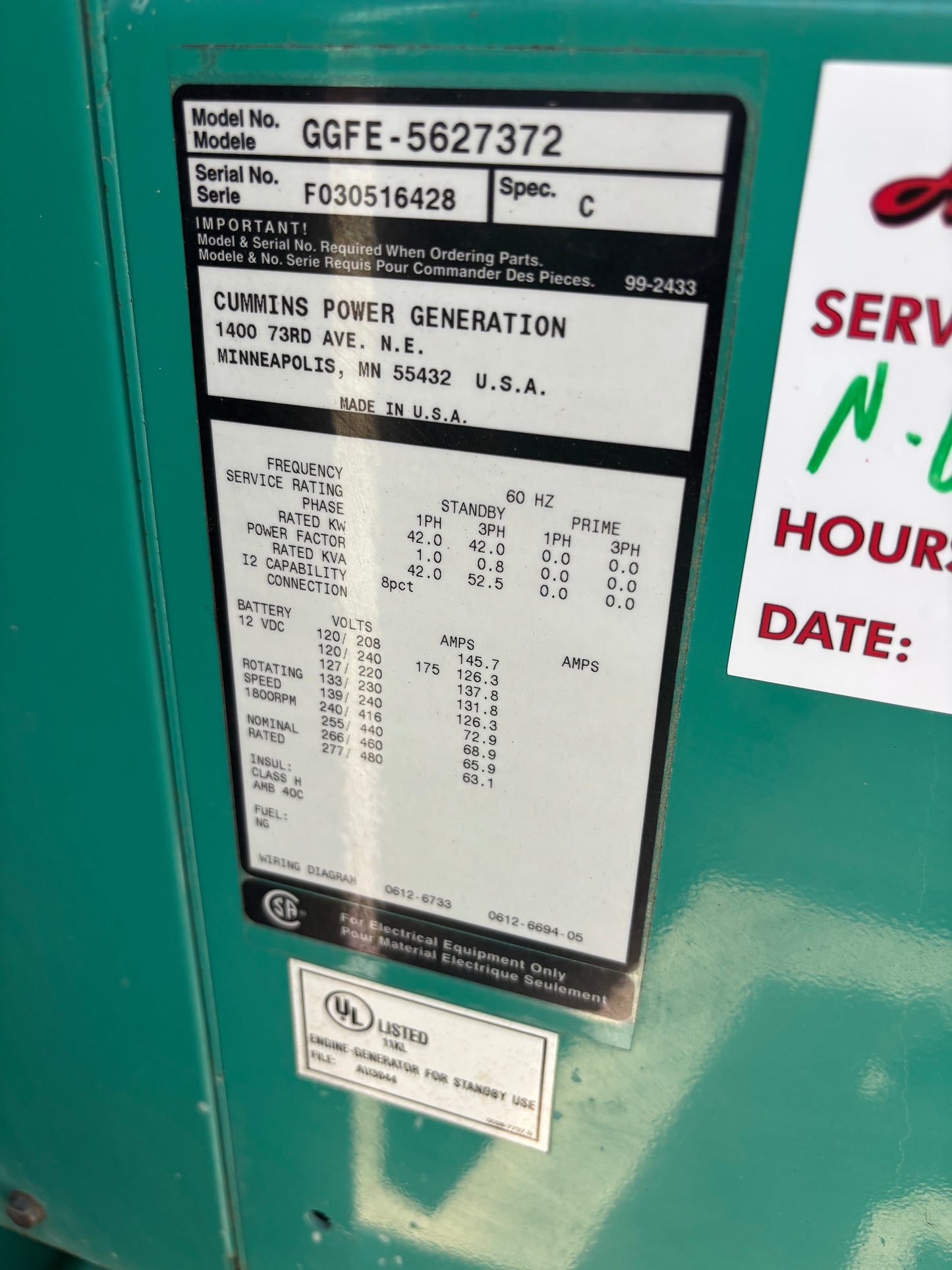 Cummins 42kw Natural Gas/Propane Generator