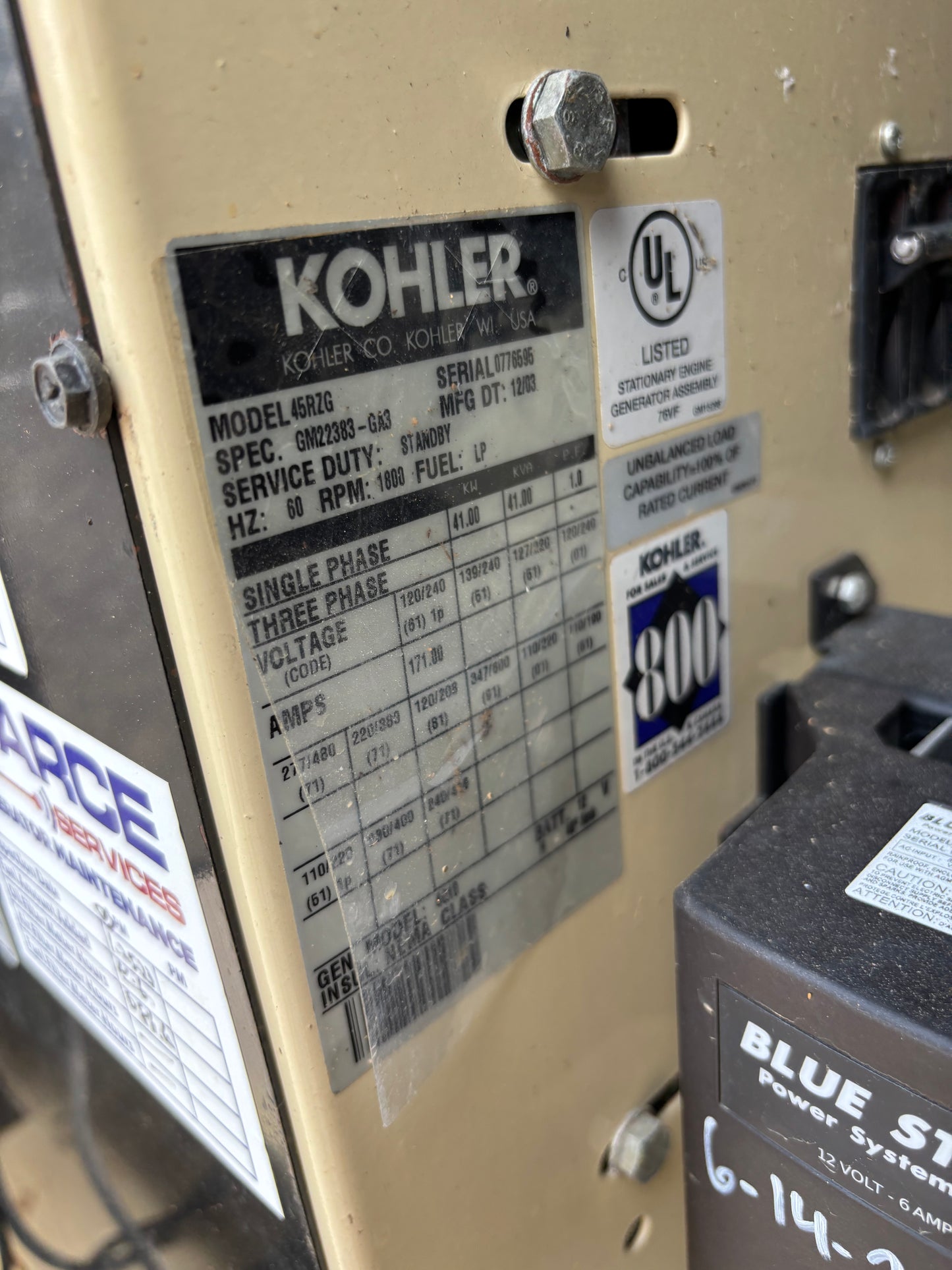 Kohler 41kw Natural Gas/Propane Generator