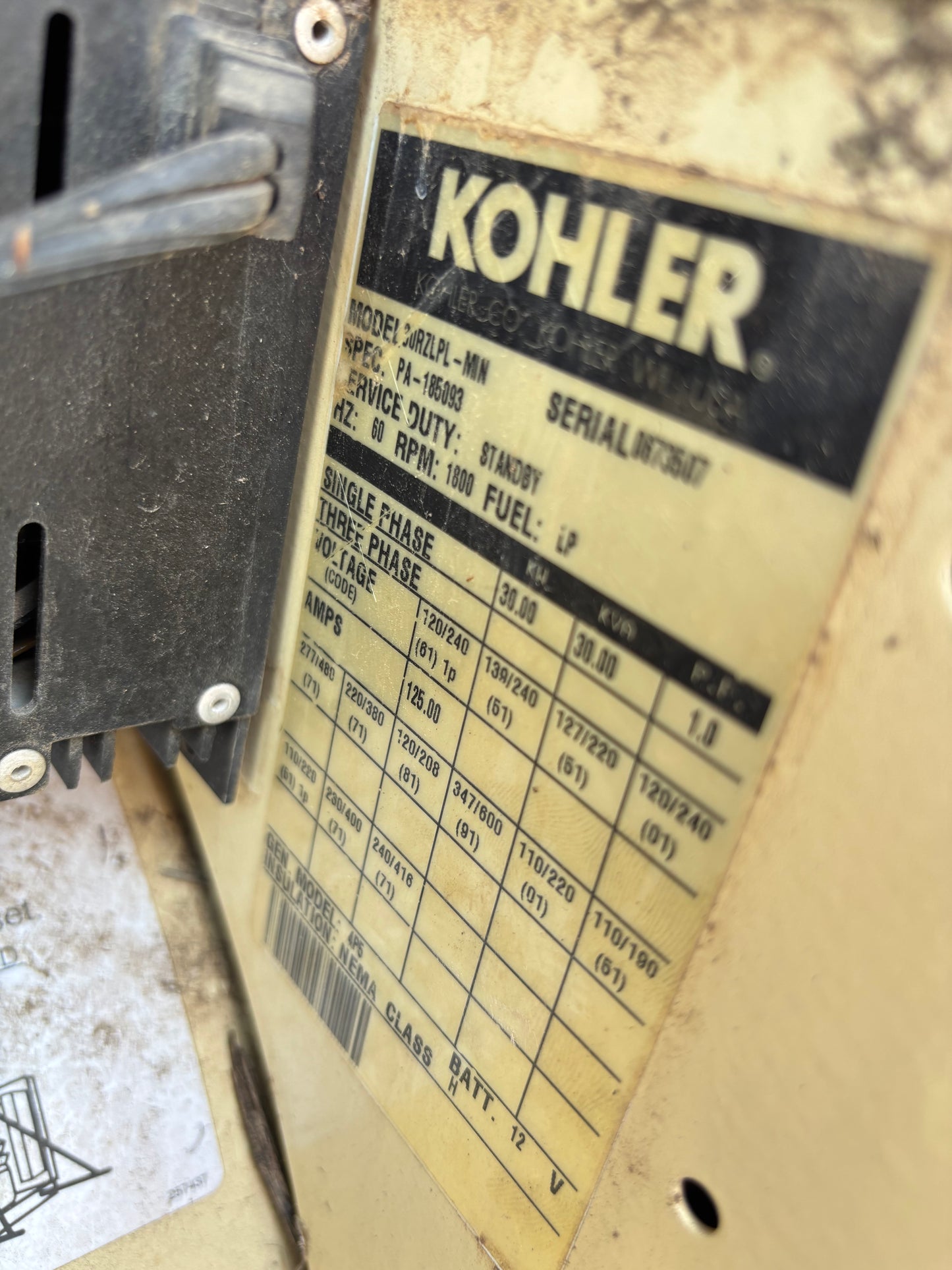 Kohler 30kw Propane Generator