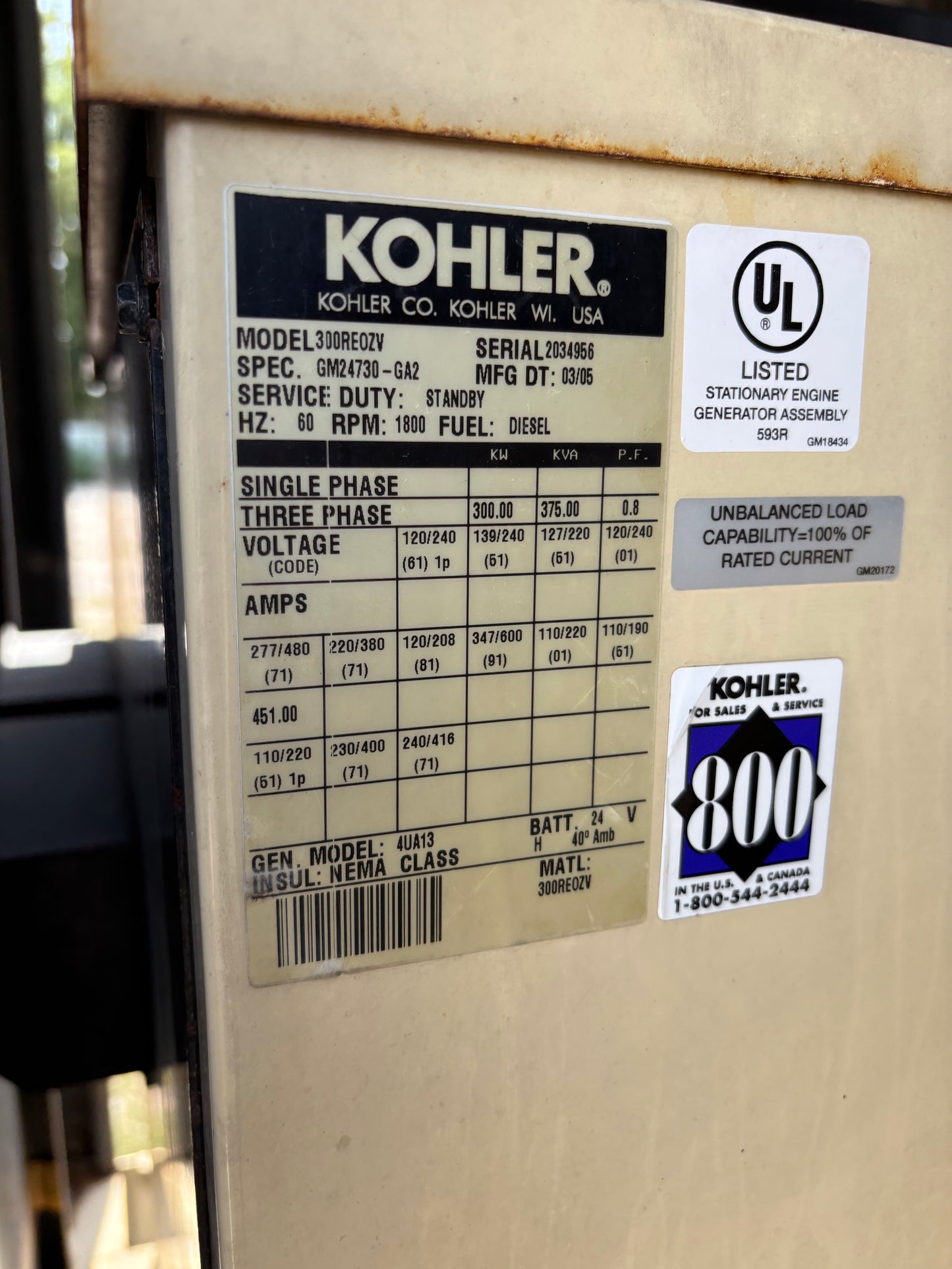 Kohler 300kw Diesel Generator