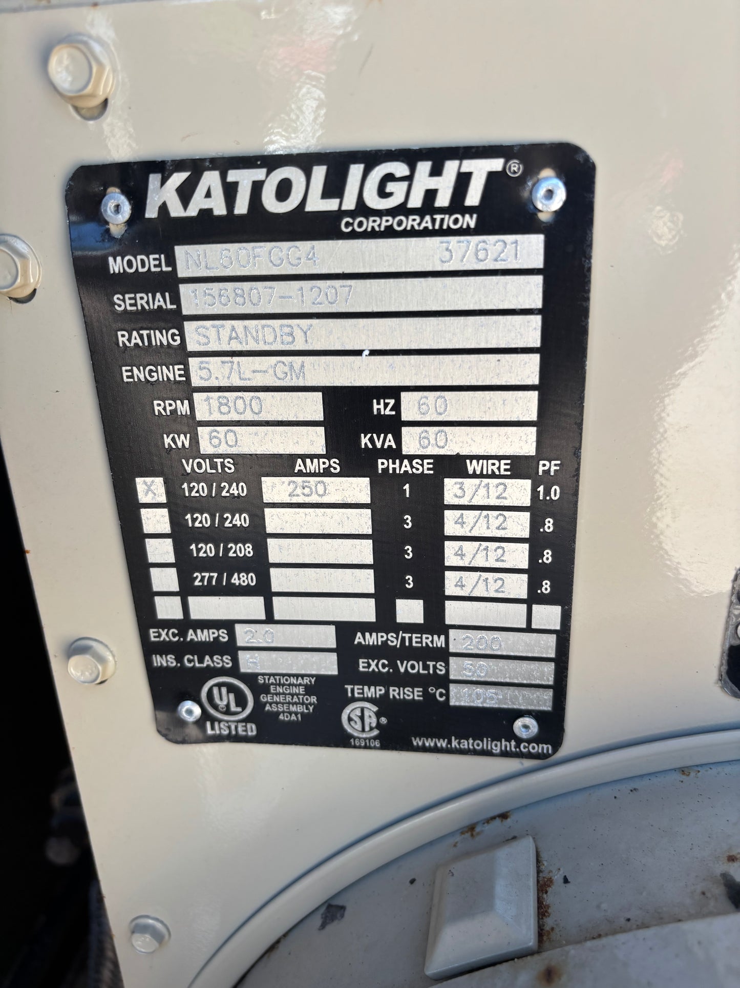 Katolight 60kw Natural Gas/Propane Generator
