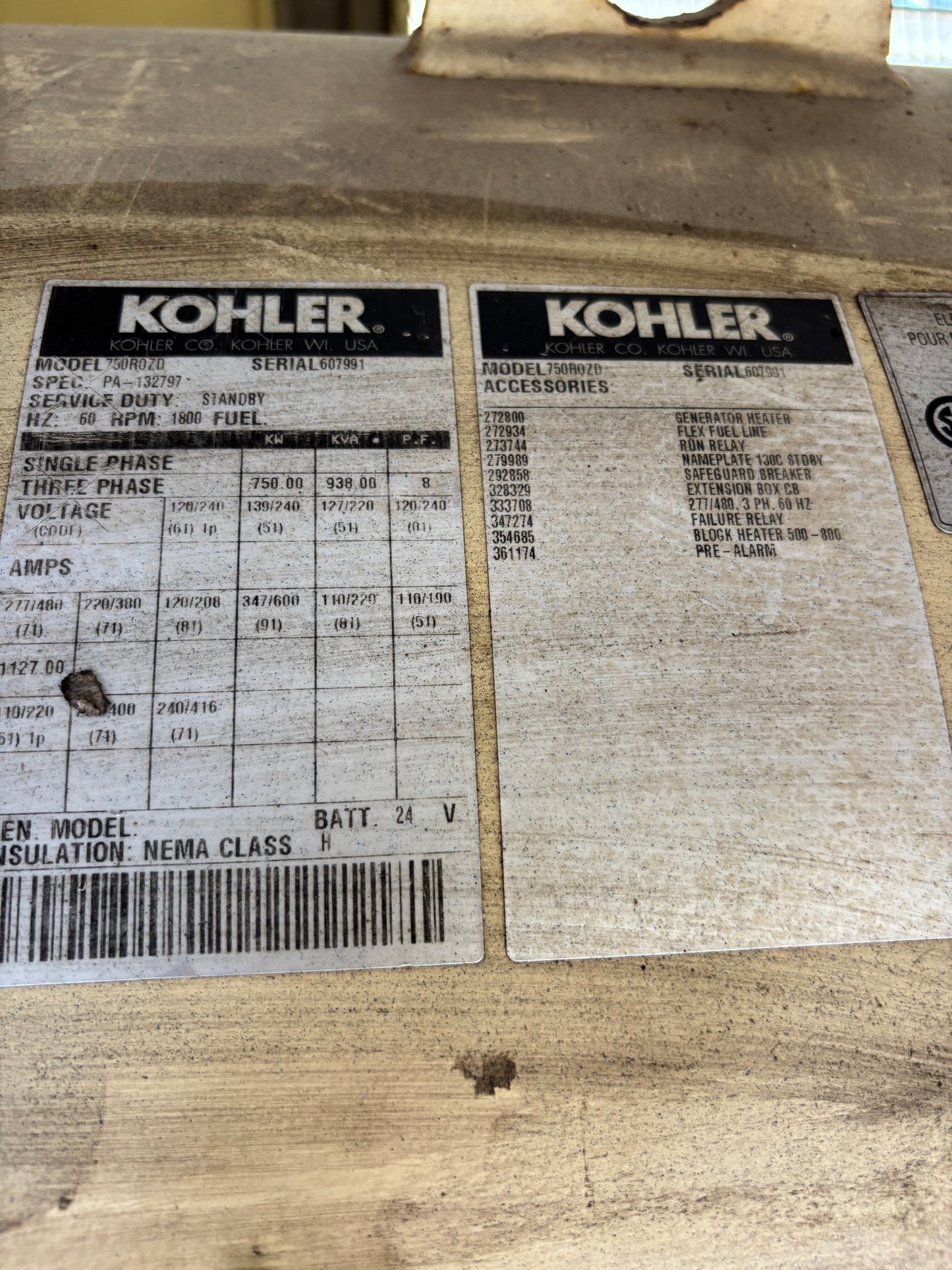 Kohler 750kw Diesel Generator