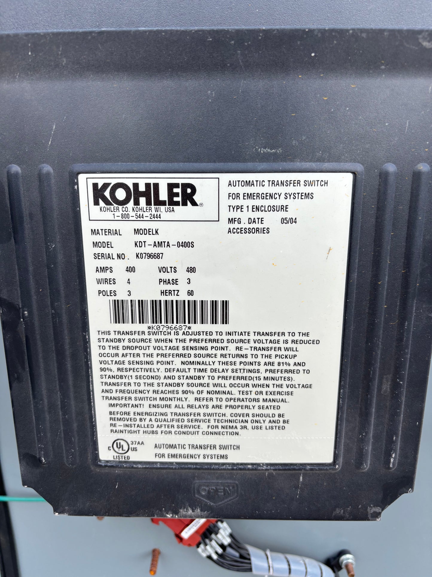 Kohler 400 amp Automatic Transfer Switch