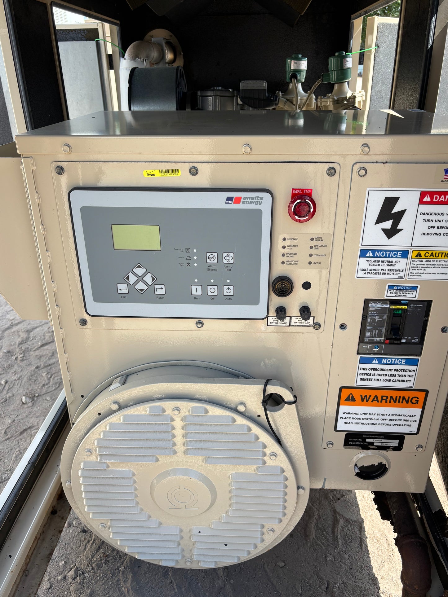 MTU Onsite 50kw Natural Gas/Propane Generator 459 Hours