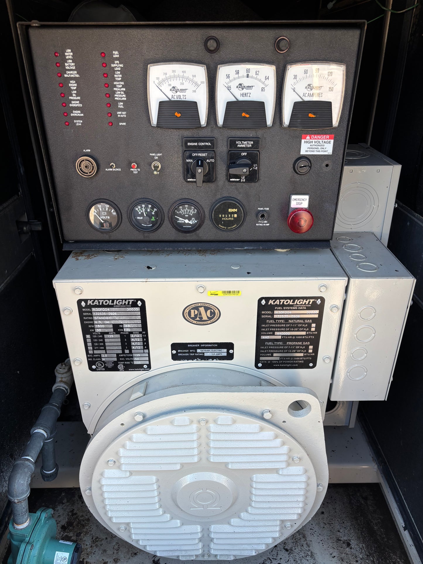 Katolight 30kw Natural Gas/Propane Generator 432 hours