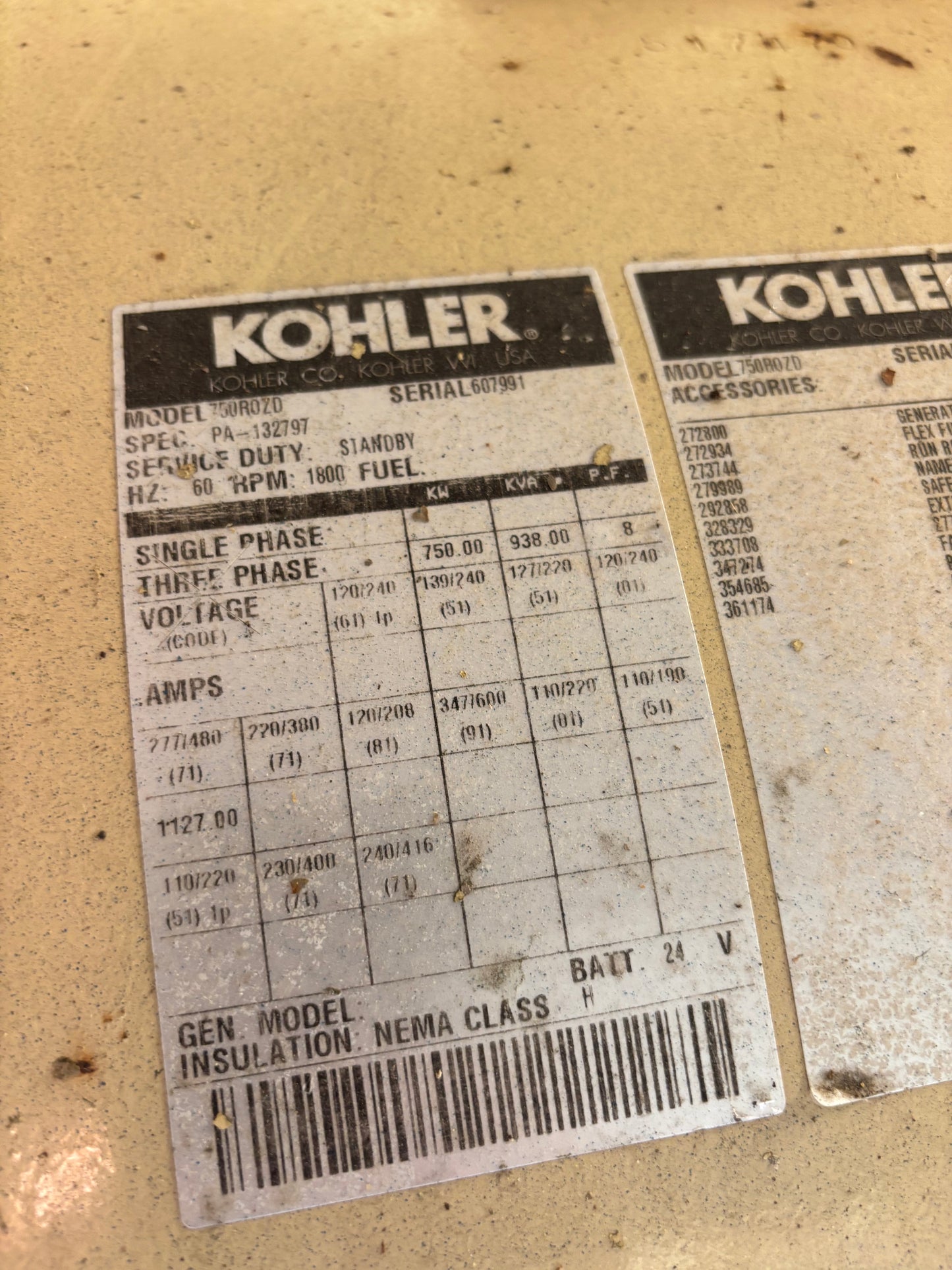 Kohler 750kw Diesel Generator