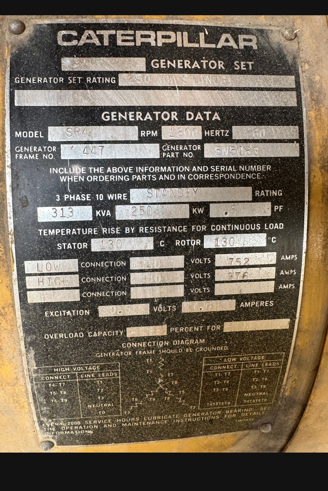 Caterpillar 250kw Diesel Generator