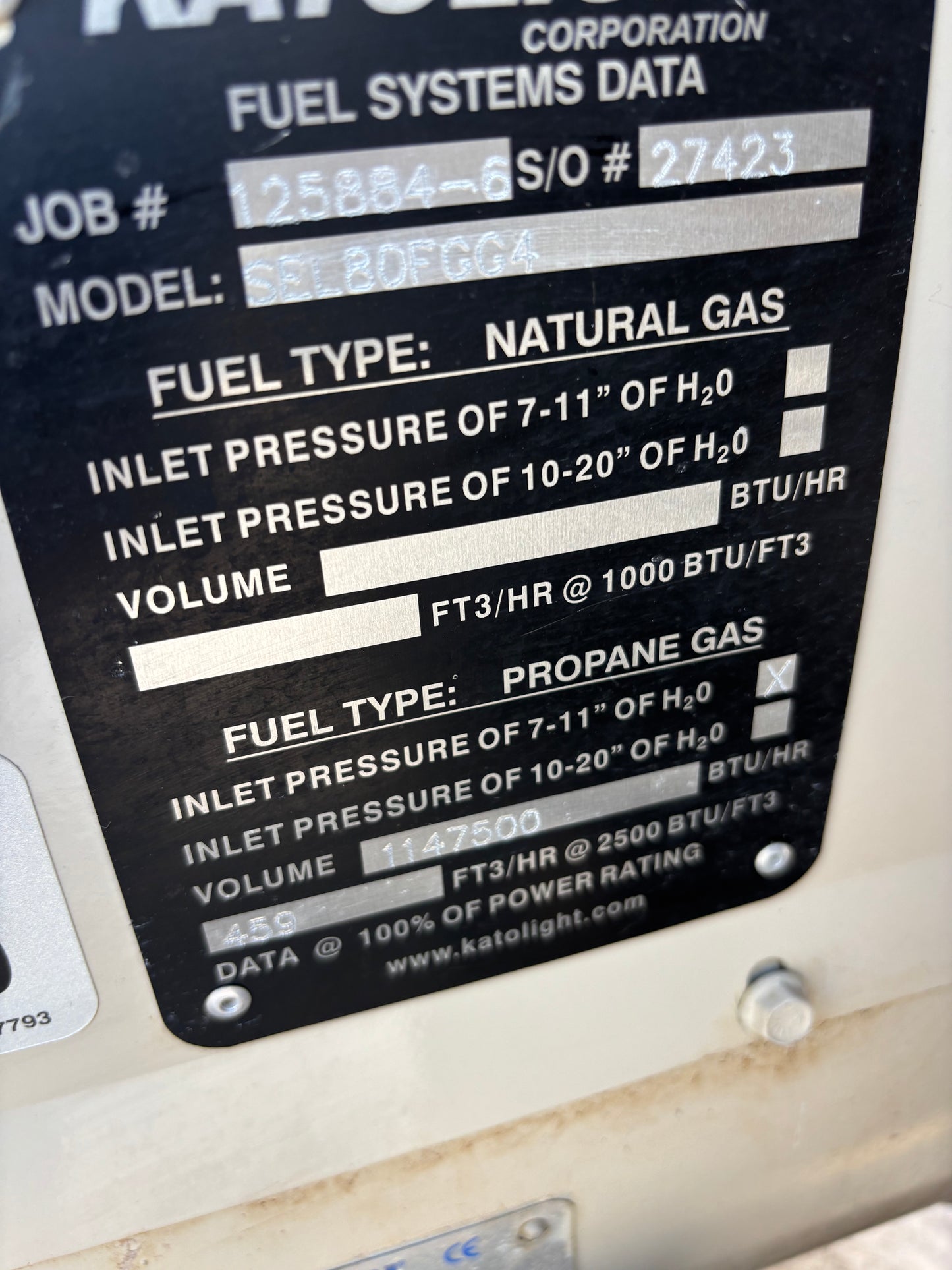 Katolight 80kw 100Kva Natural Gas/Propane Generator