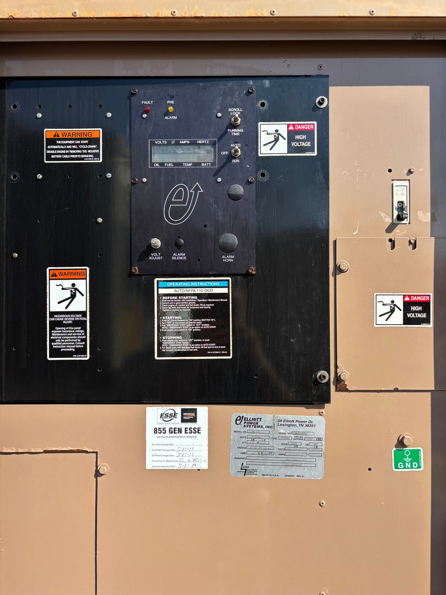 Elliot Power Systems 40kw Diesel Generator 475 Hours