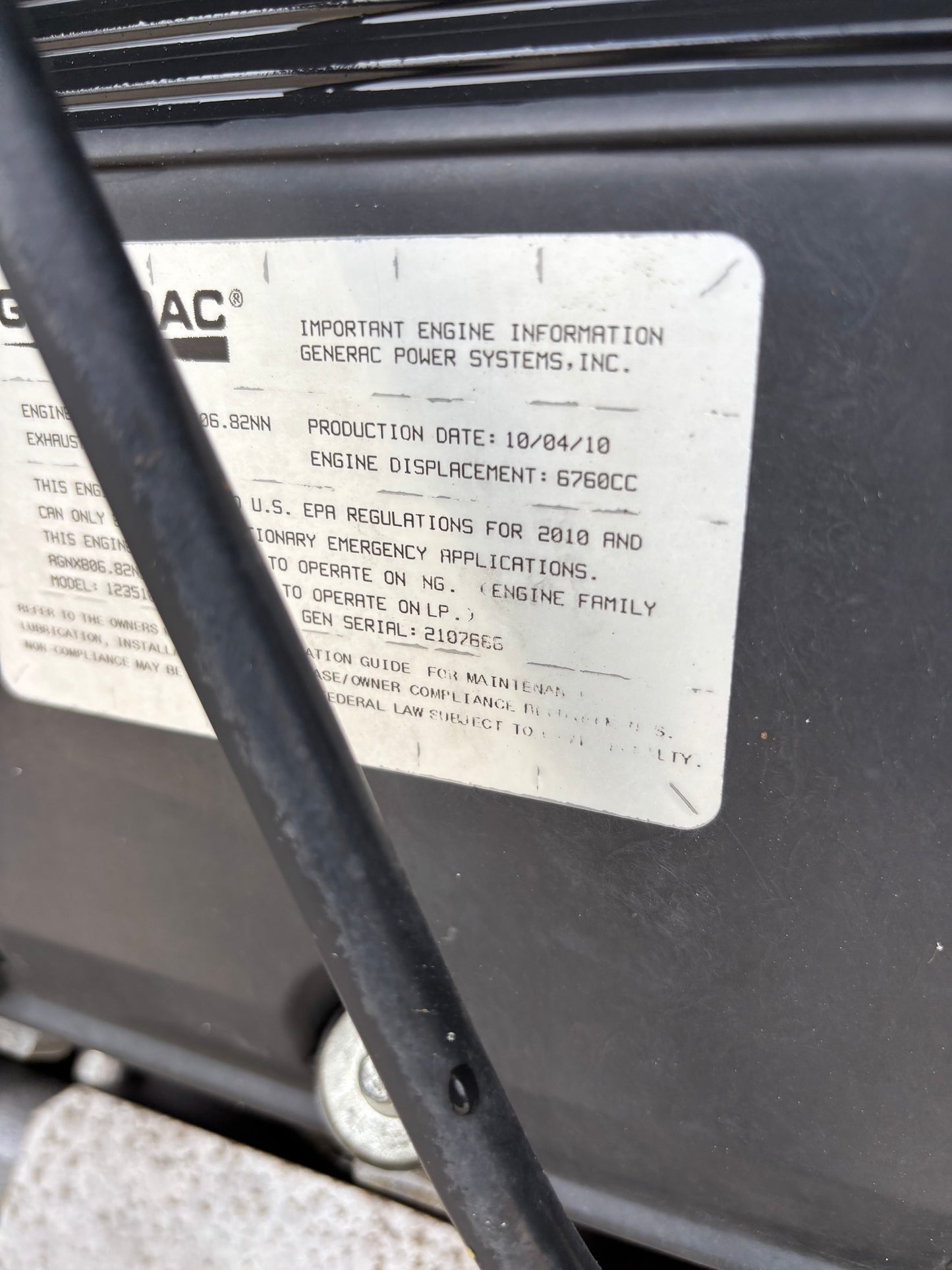 Generac 70kw Natural Gas Generator 480v 832 hours