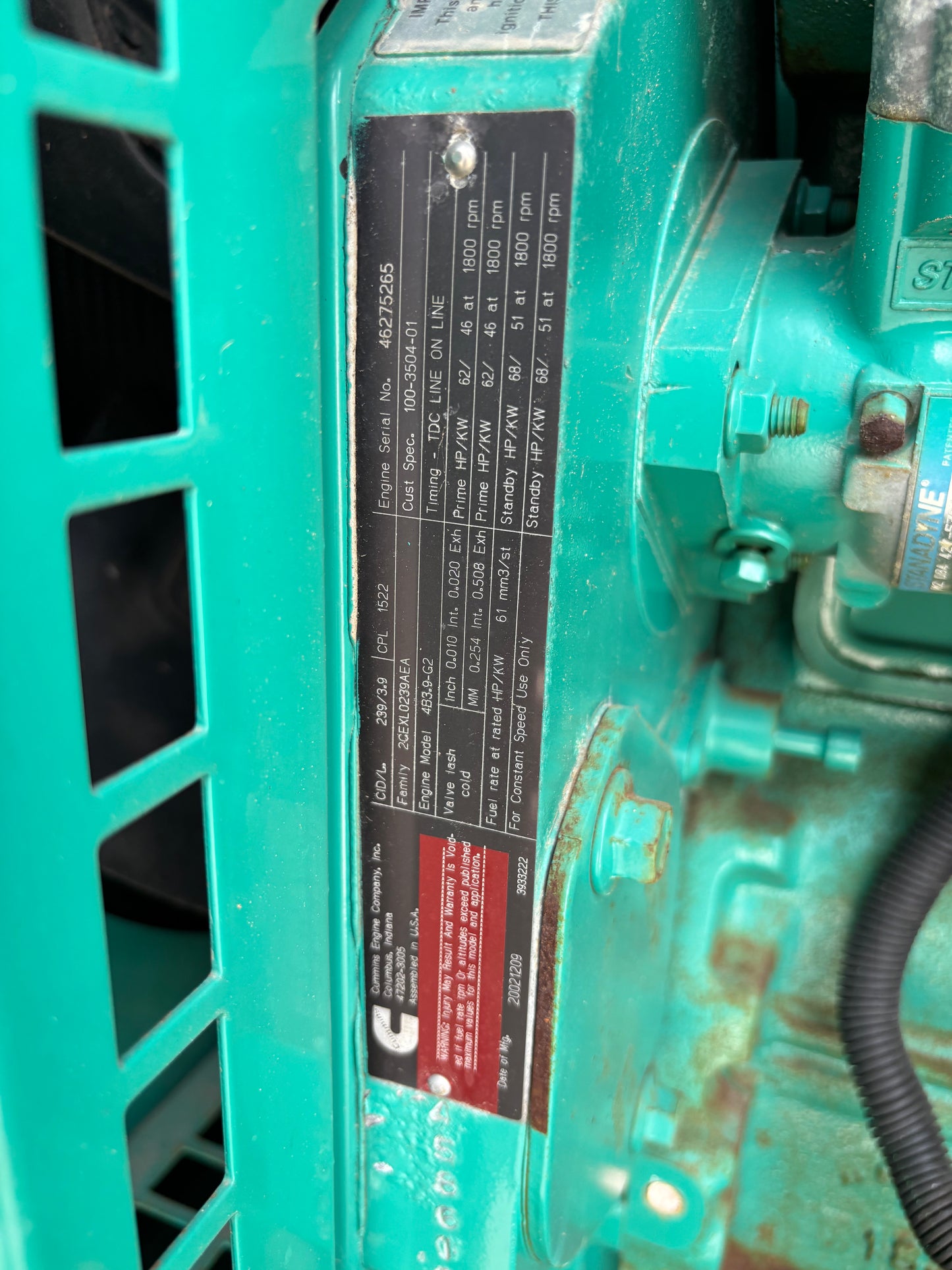 Cummins 35kw Diesel Generator 371 Hours